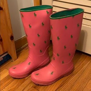 Polo Pink and Green Rain Boots